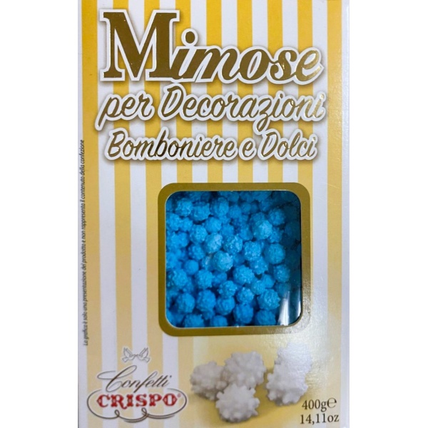 CONFETTI CRISPO |  MIMOSE DI ZUCCHERO CELESTE PER DECORAZIONI E BOMBONIERE | 400 gr